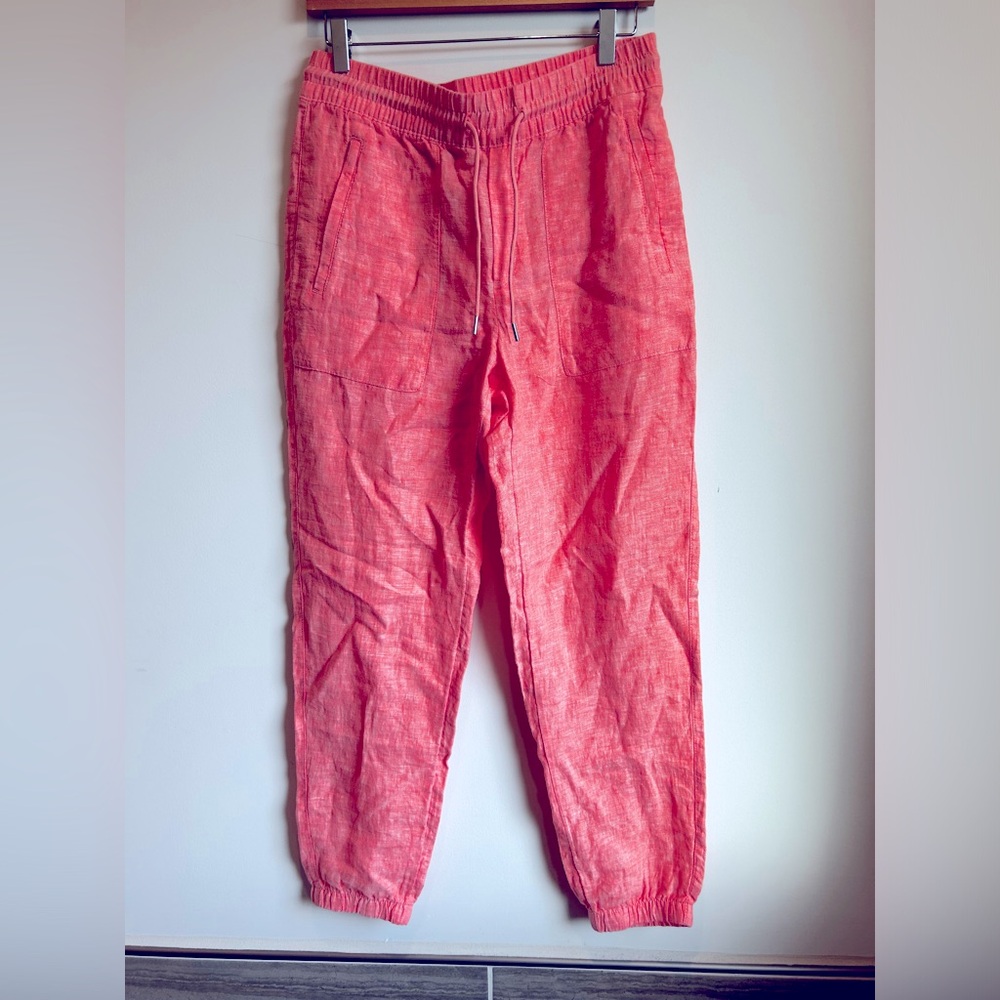 Athleta Linen Joggers Size 6 in Coral